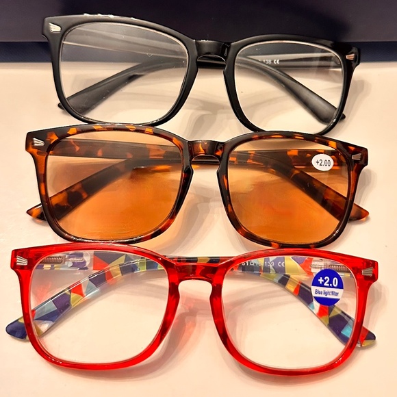 New (2) Blue Light Readers + (1) Full Reader Sunglasses +2.0 - Picture 1 of 15